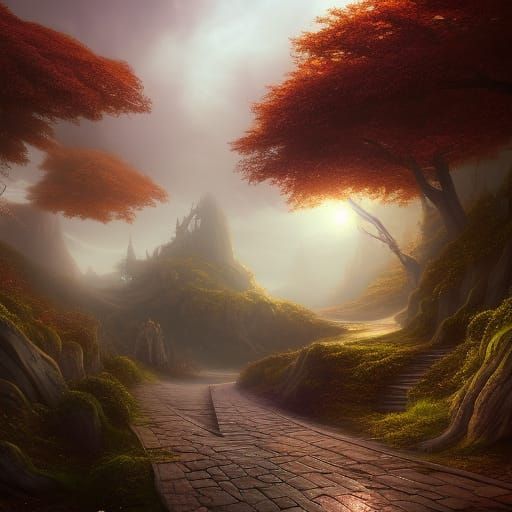 Fantastical Long and Winding Road in Matte Painting