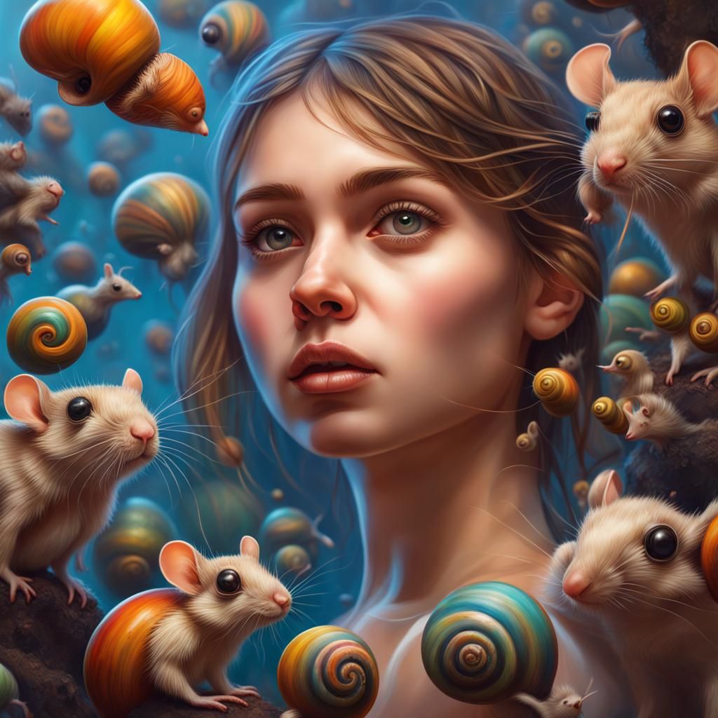 Intricately Detailed Girl Surrounded by Animals