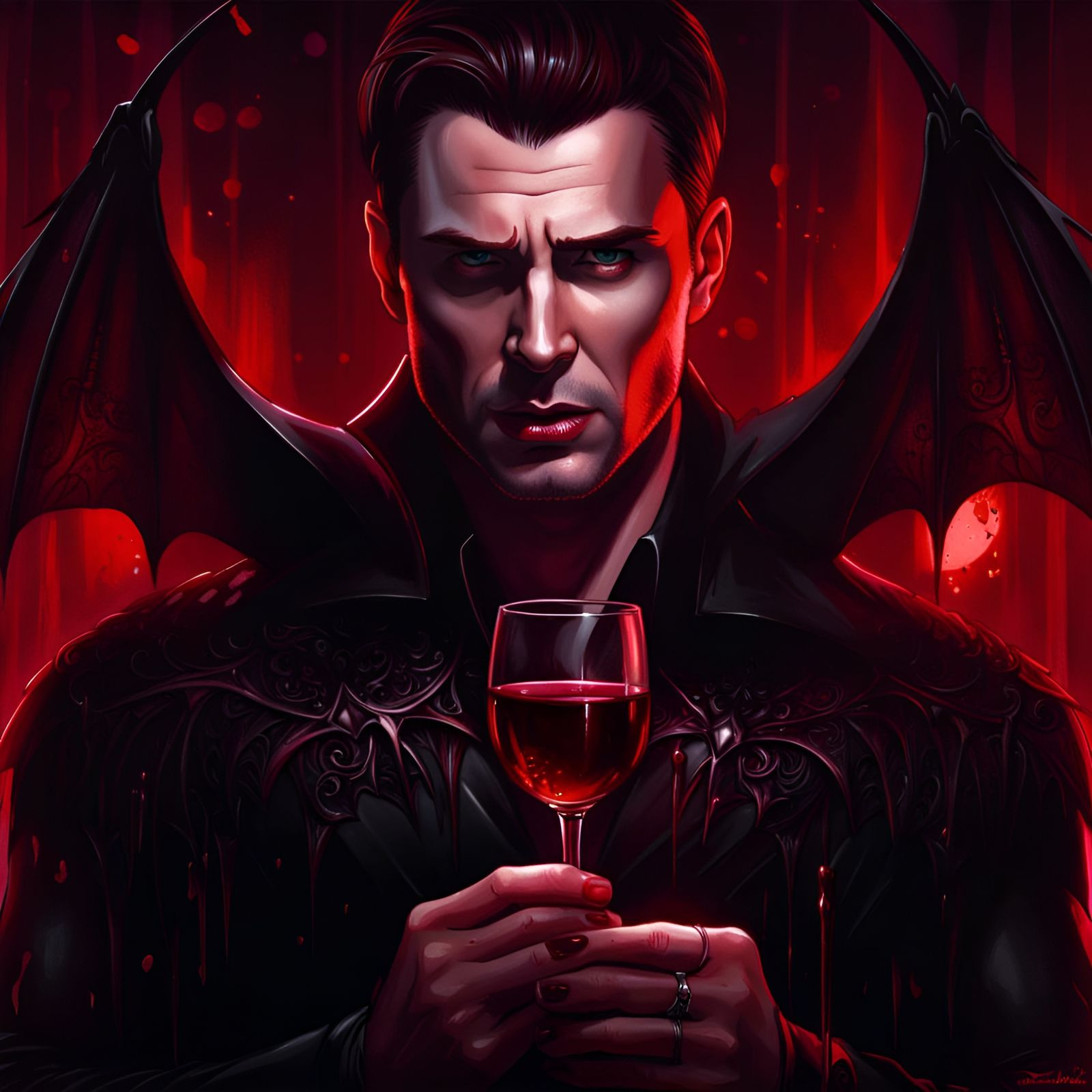 Striking Vampire Portrait in Dark Fantasy Style