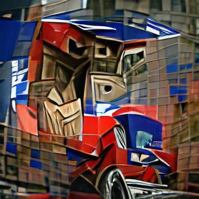 Cubist Optimus Prime: Abstract Robot Art