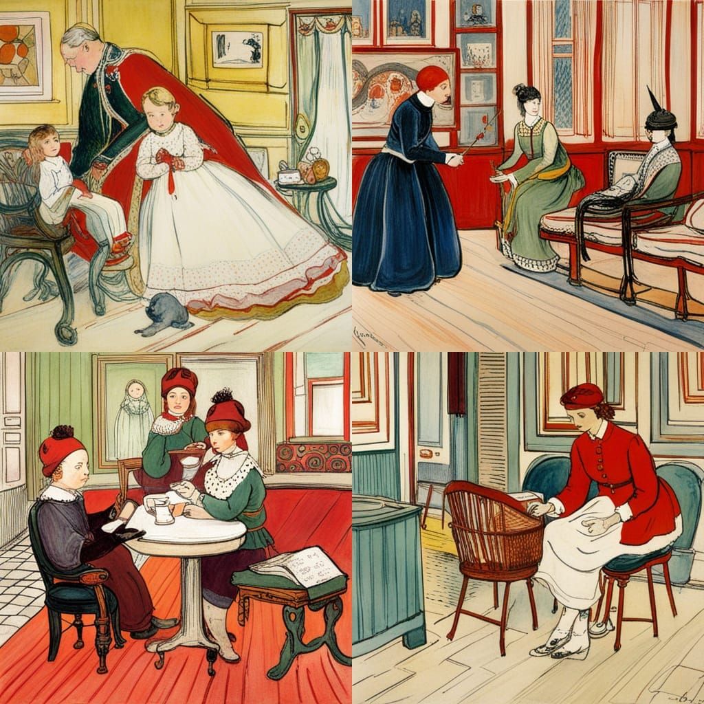 Cozy Interior Scene in Watercolor Style