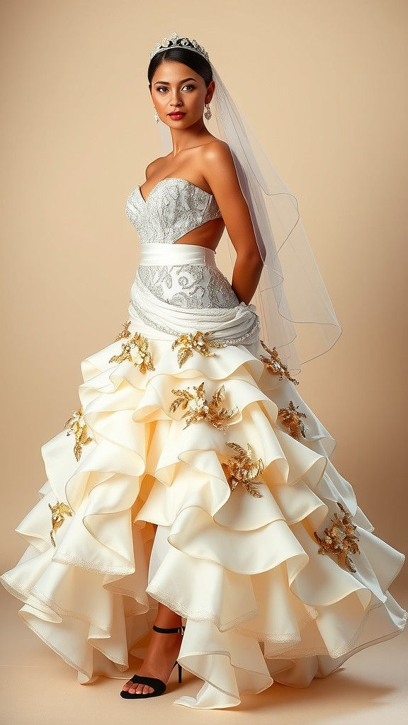 Elegant Bride in Silver Gown, Fashion Photography