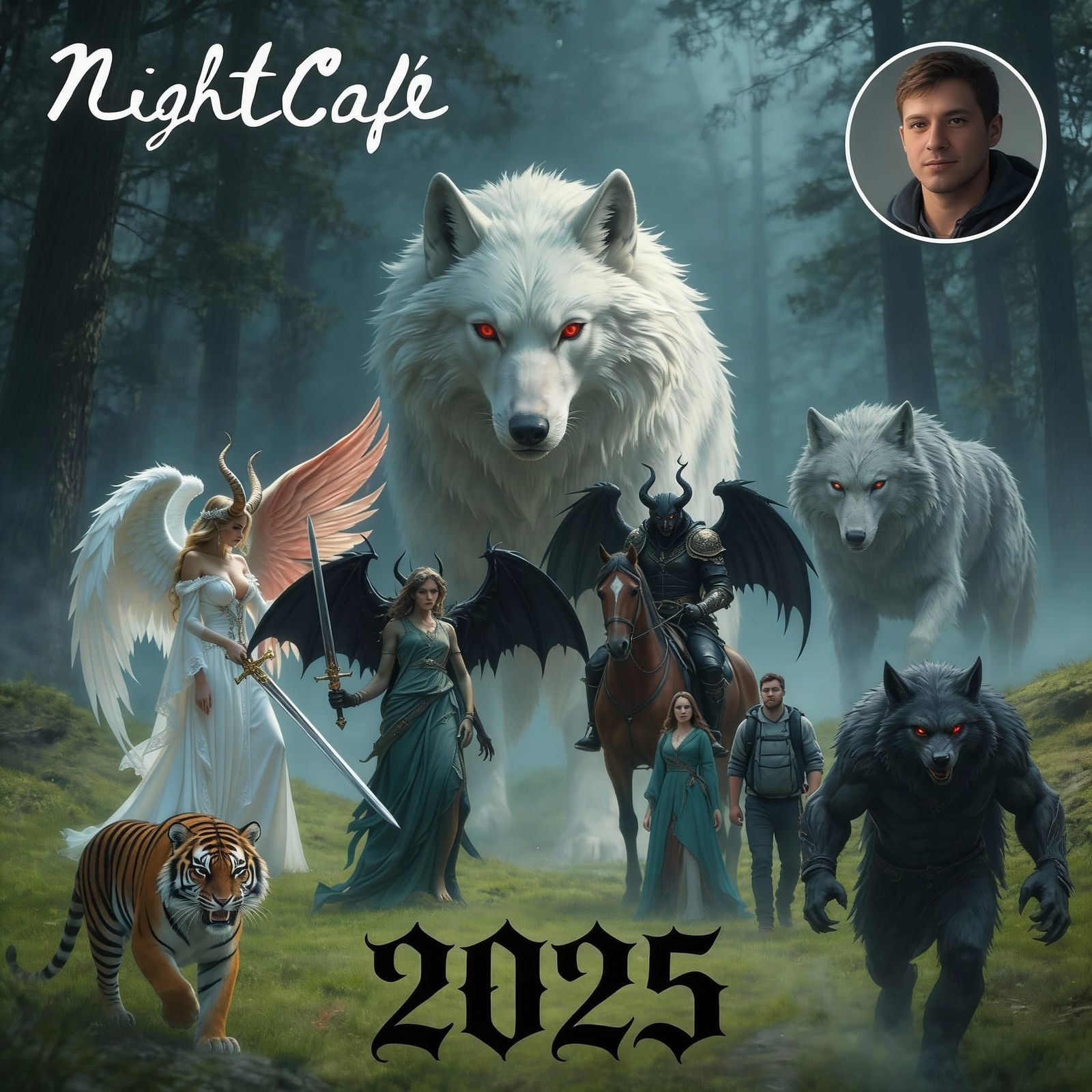 AI Collage of 2025 Artworks with Logo and Avatar