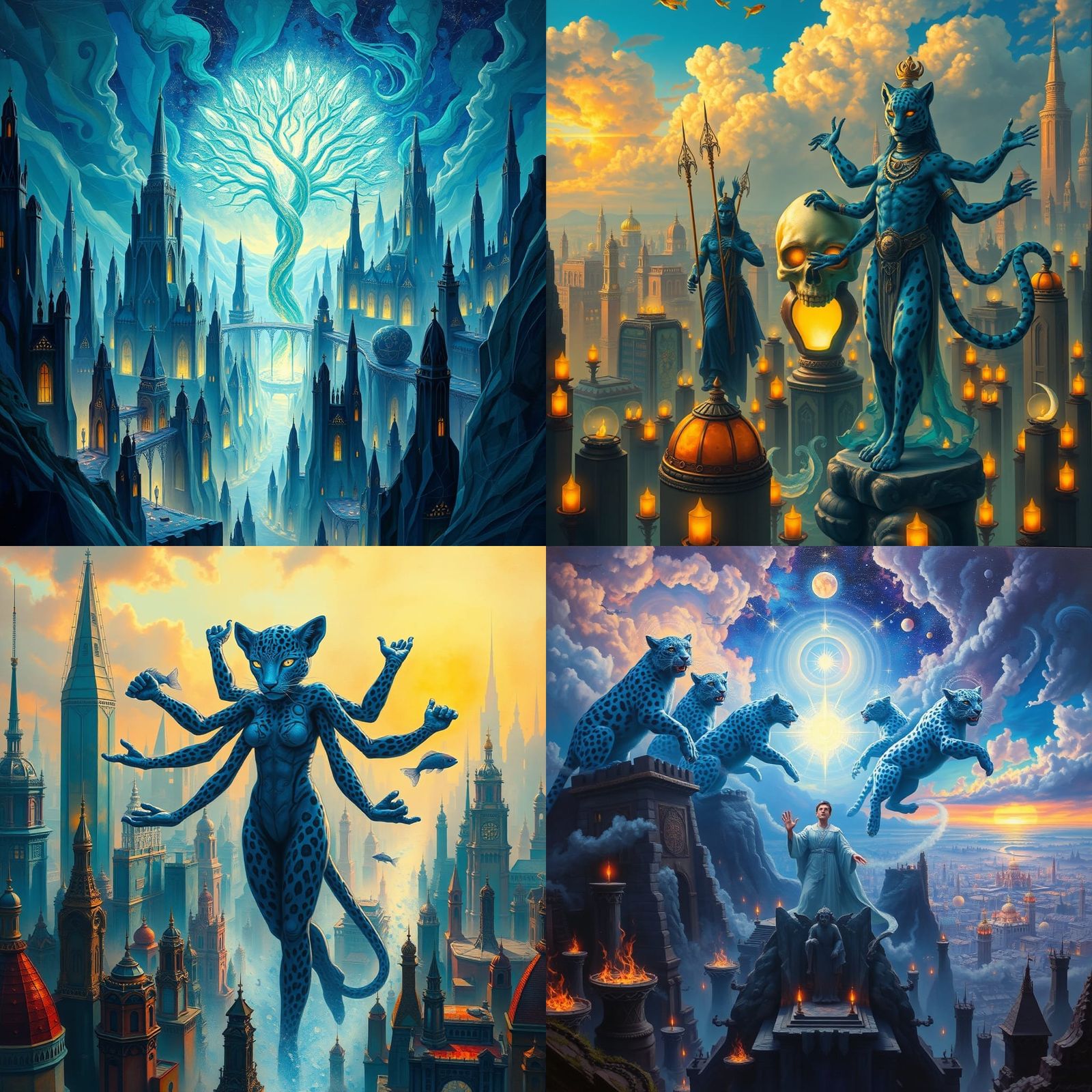 City of Fire Flooded with Geometric Light