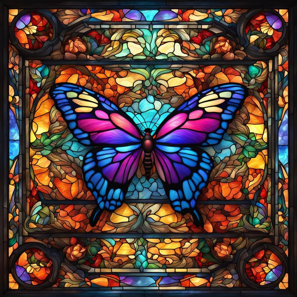 Butterfly Stained Glass in Fantasy Concept Art Style