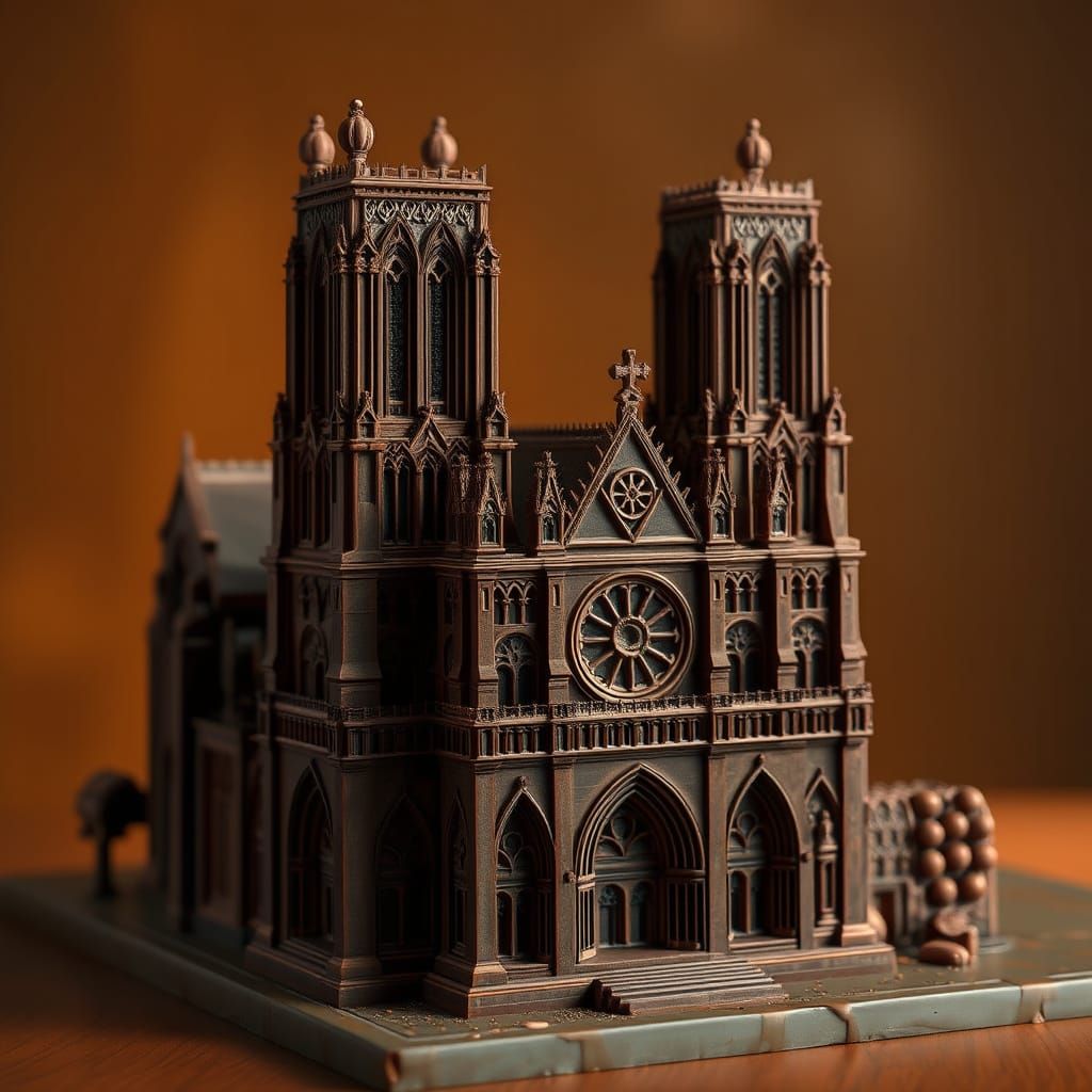 Chocolate Notre Dame Cathedral: Photorealistic Digital Art