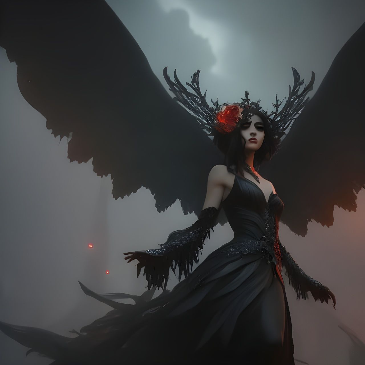 Gothic Fairy Masquerade Mask Portrait in Anime Style