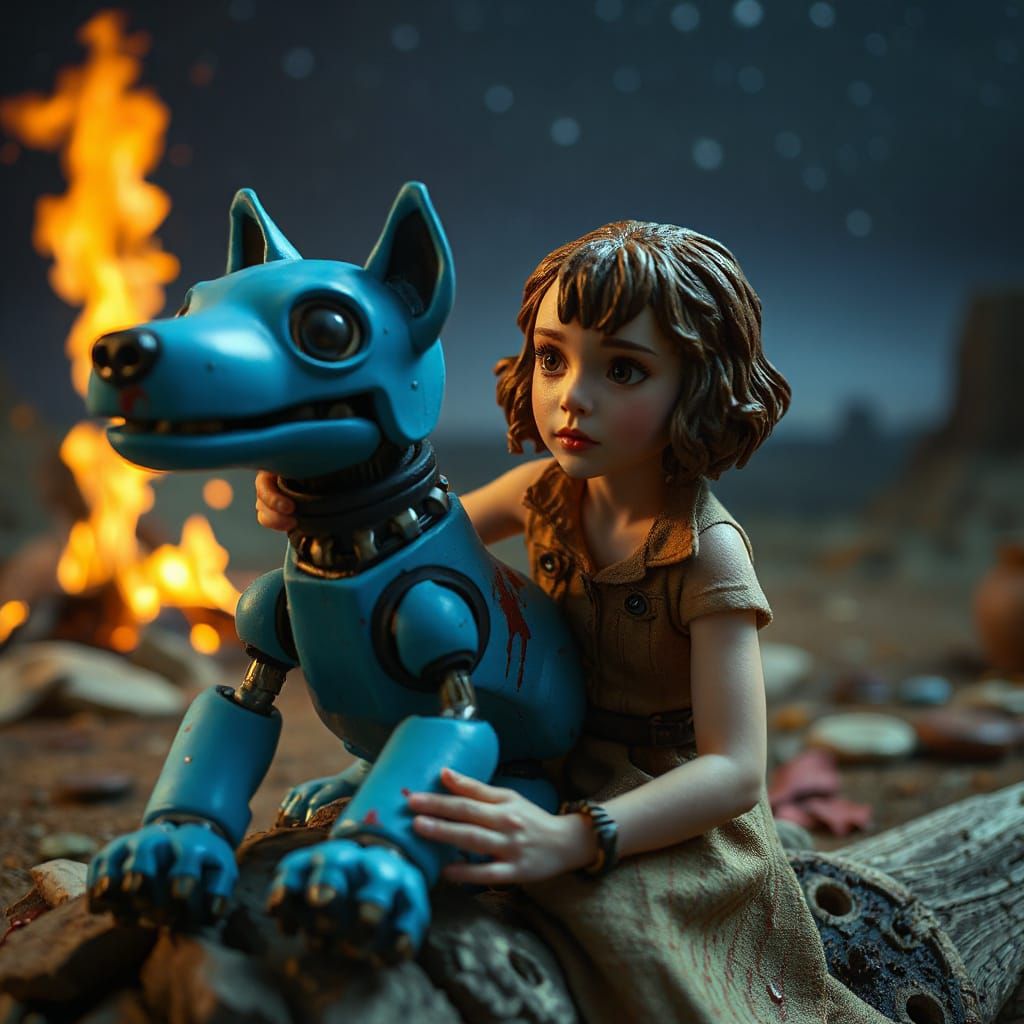Daisy Ridley in Claymation Wasteland Scene