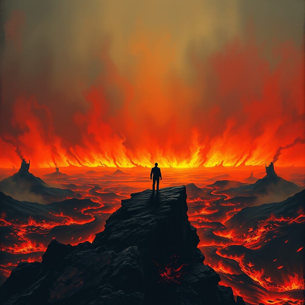 Dramatic Apocalypse: Fiery World on Brink of Destruction