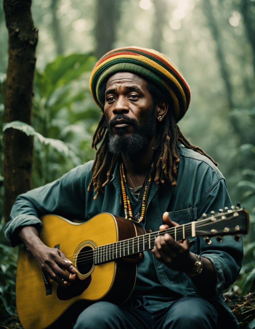 Reggae Musician in Lush Forest