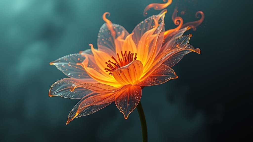 Glowing Flame Flower in Eerie Fantasy Style