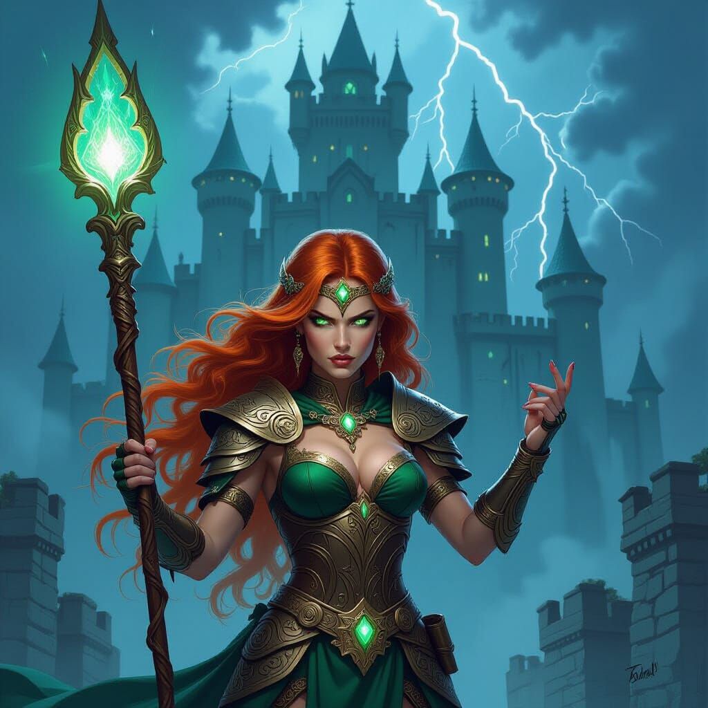 Warrior Princess Unleashes Arcane Energy in Fantasy Art