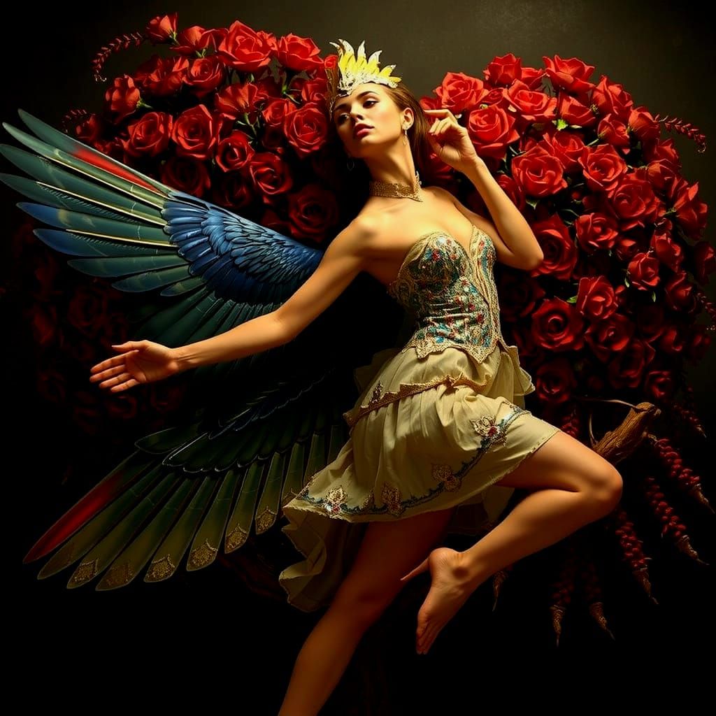 Cockatoo-Woman Surrealist Portrait in Max Ernst Style