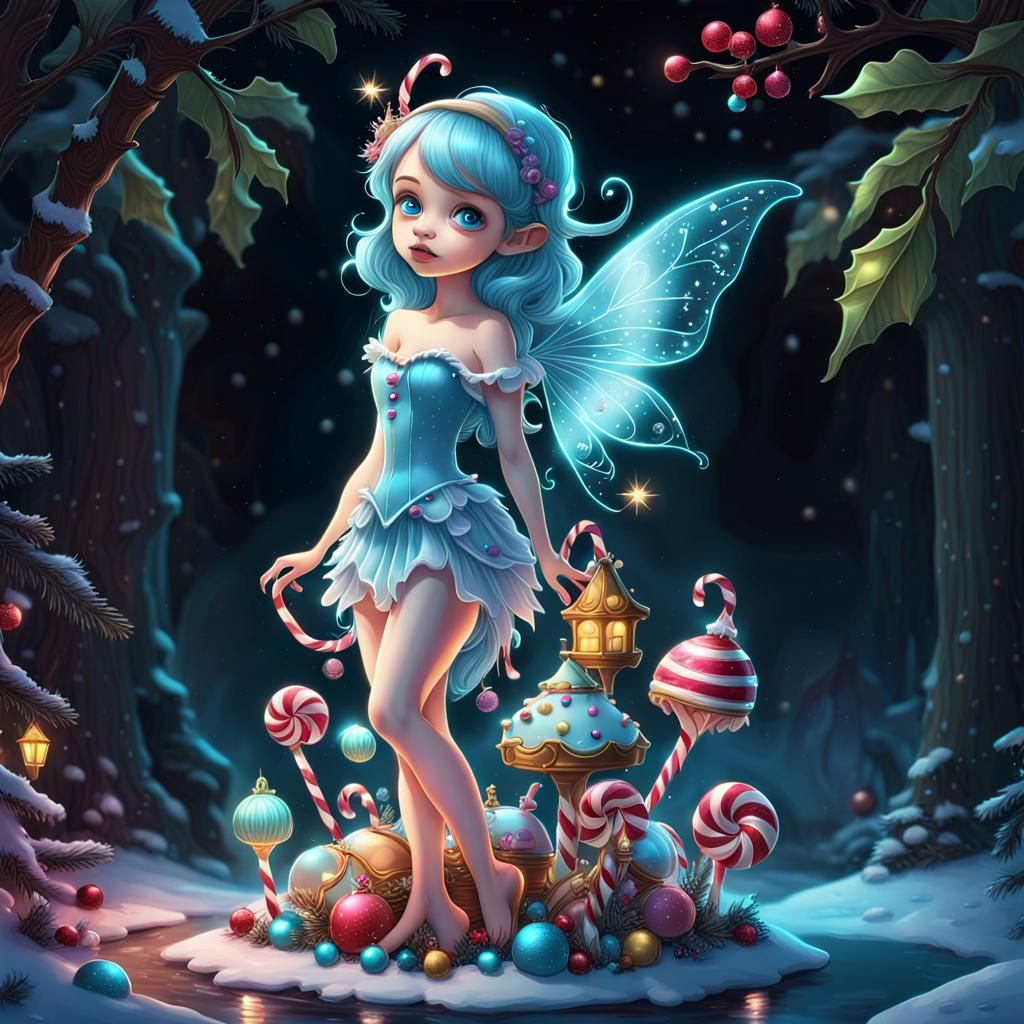 Bioluminescent Fairytale Christmas in Candy Art Style