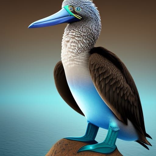 Detailed Matte Painting of a Blue-Footed Booby