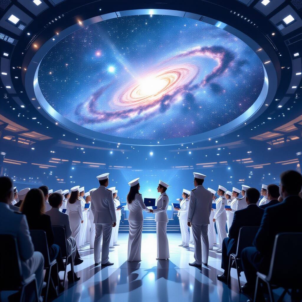Futuristic Space Academy Graduation Ceremony