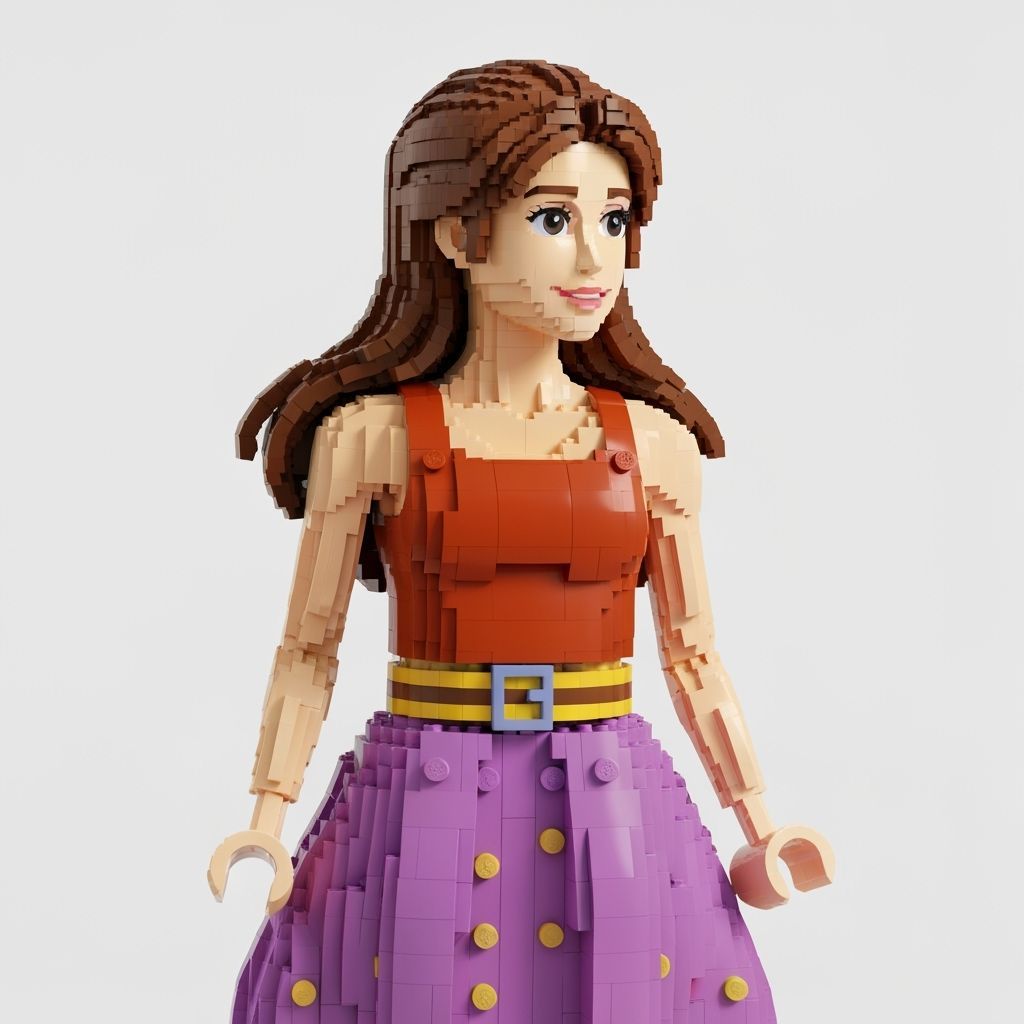 Stunning Lego Woman Portrait in Whimsical 3D Style