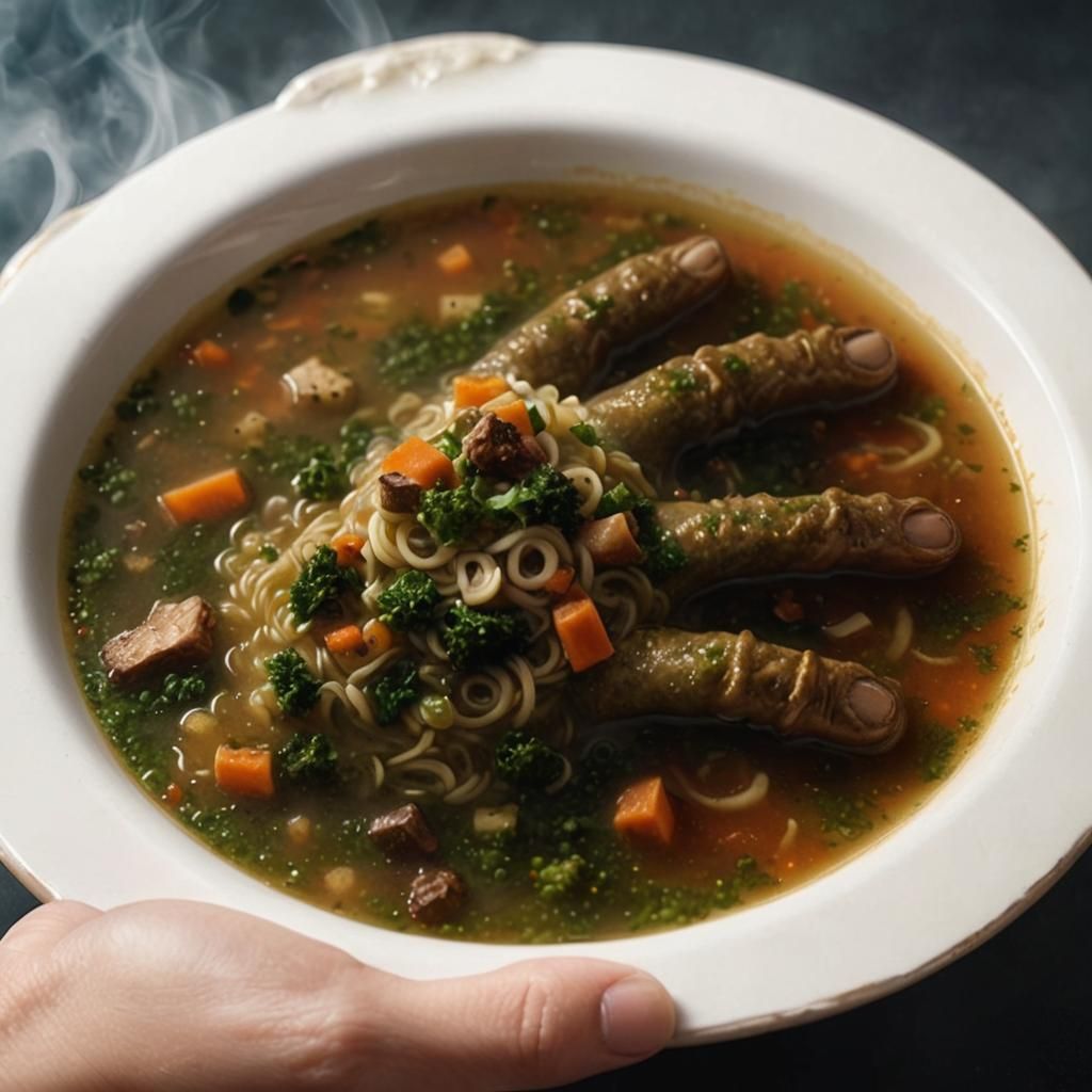 Ethereal Hot Soup Bowl in Hyperdetailed Style