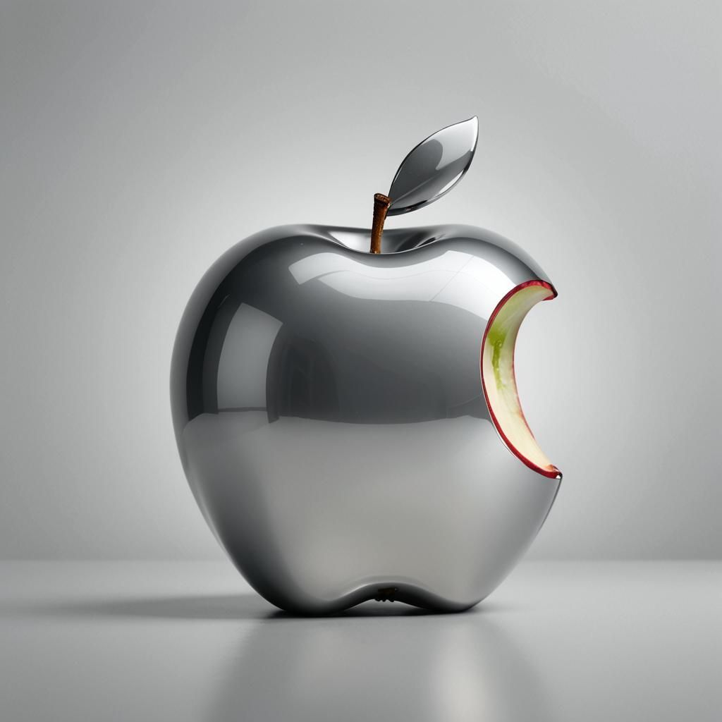 Minimalist Apple Logo with Silver Background