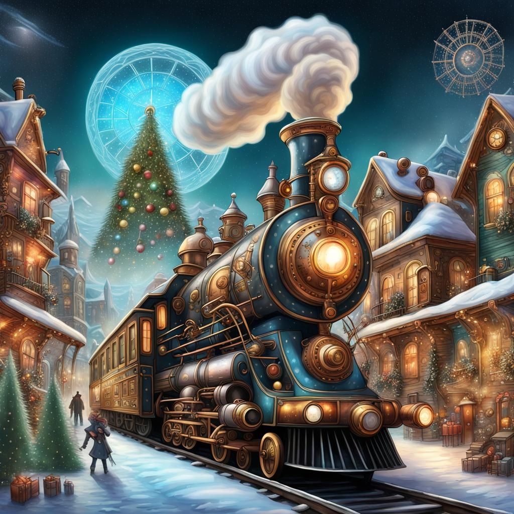 Steampunk Train Rides Through Christmas Village
