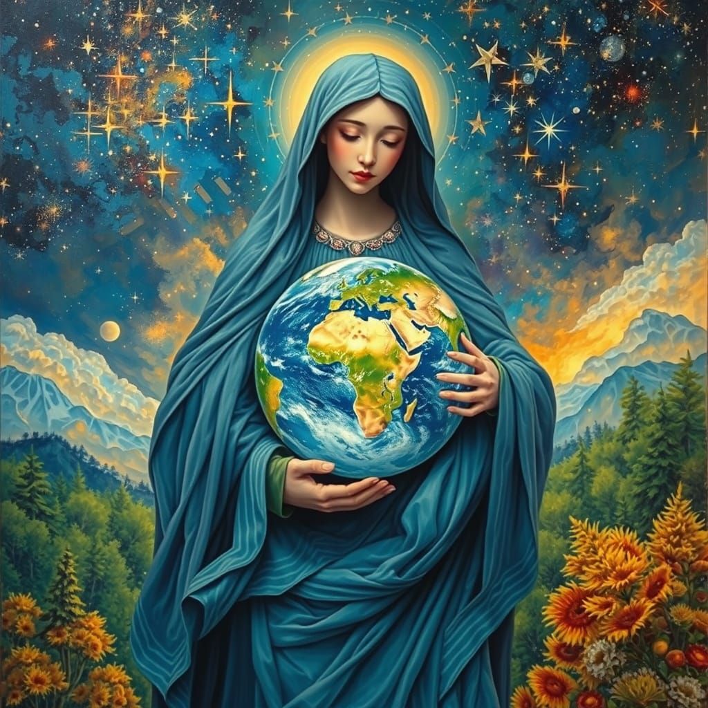 Mother Earth Cradling the Planet Earth