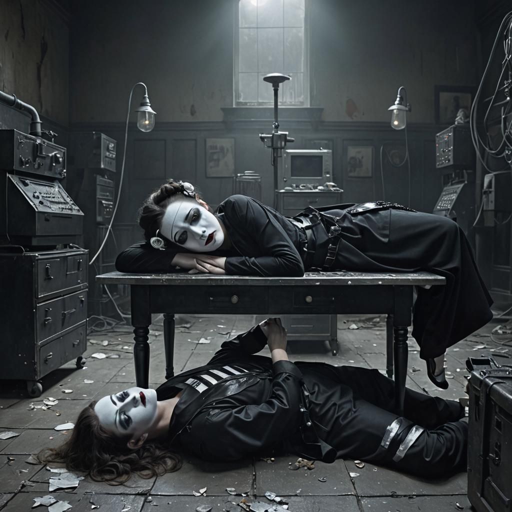 Mime on Abandoned Asylum Table, Digital Painting