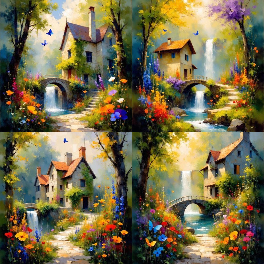 Vibrant Tropical Forest in Impressionist Oil Painting Style