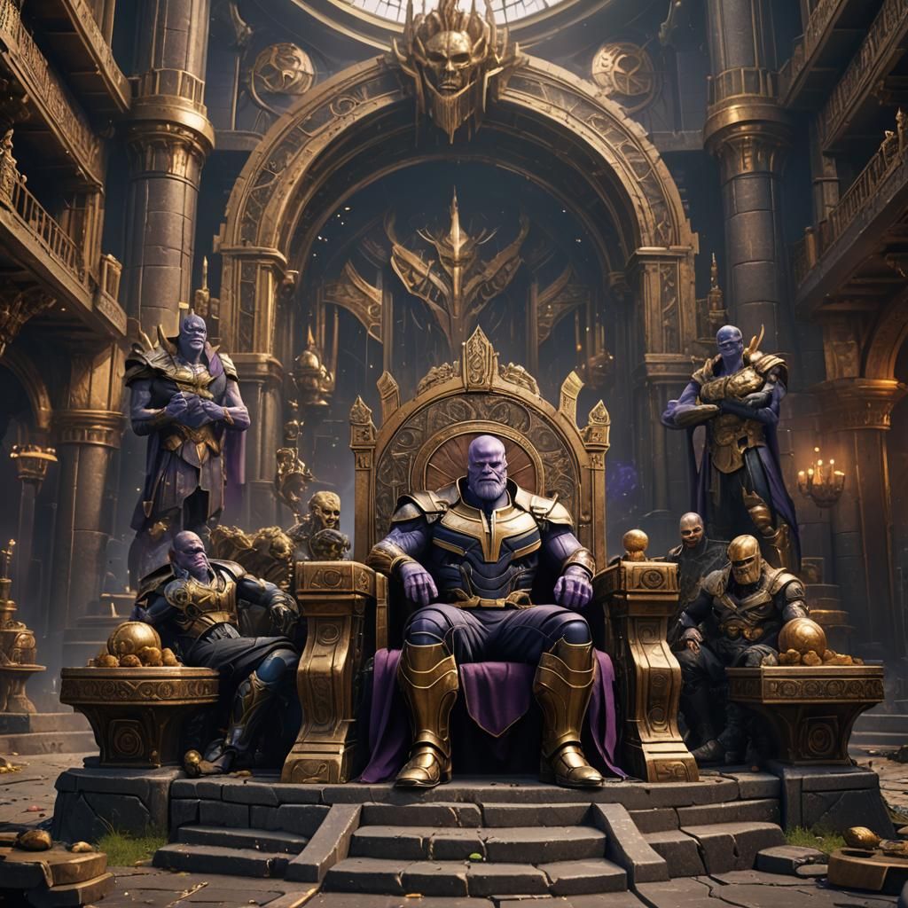 Thanos on Throne: Detailed Matte Painting