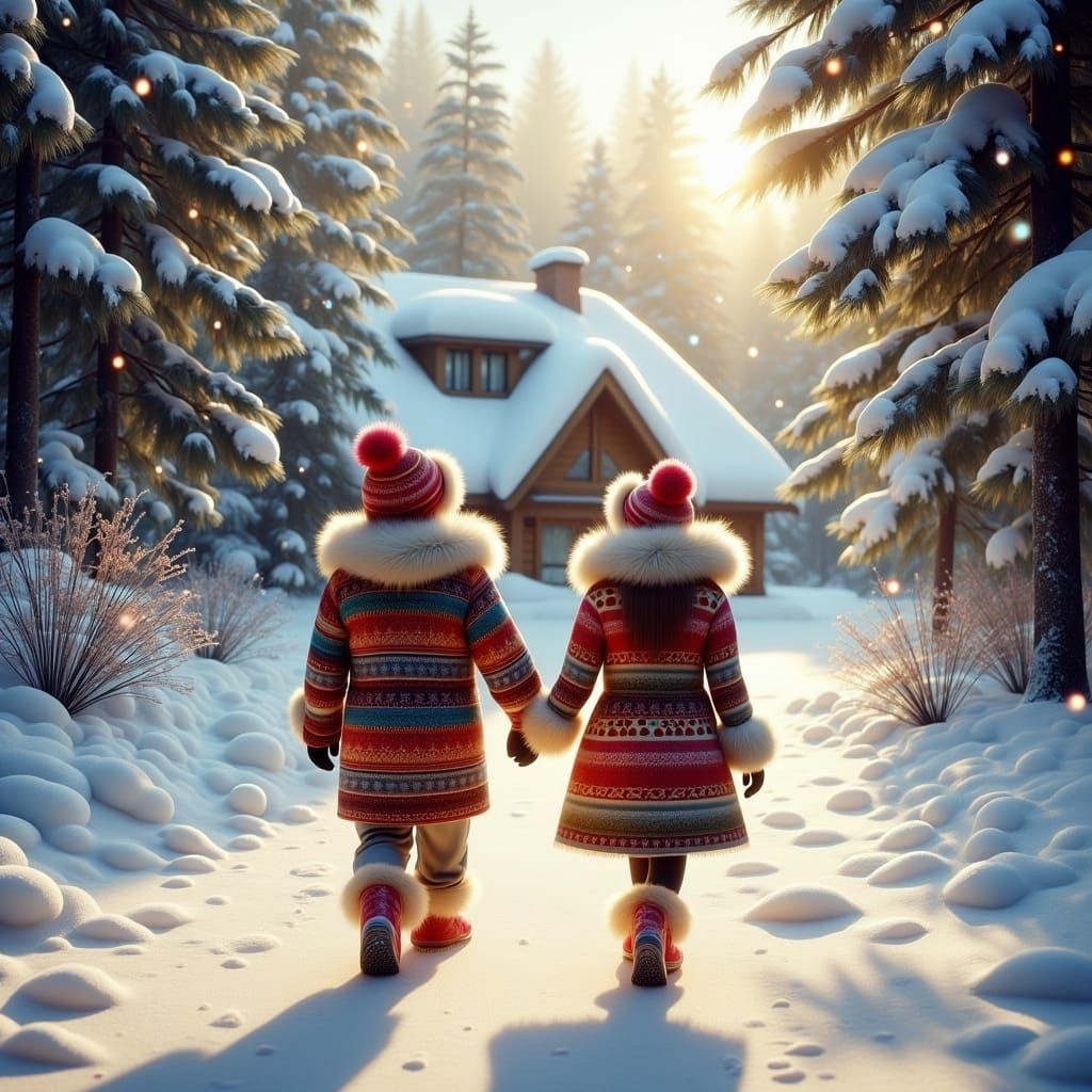 Winter Wonderland Walk in Dreamy Art Style