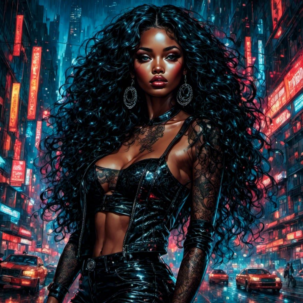 Breathtaking Black Beauty in Grunge Poster Style