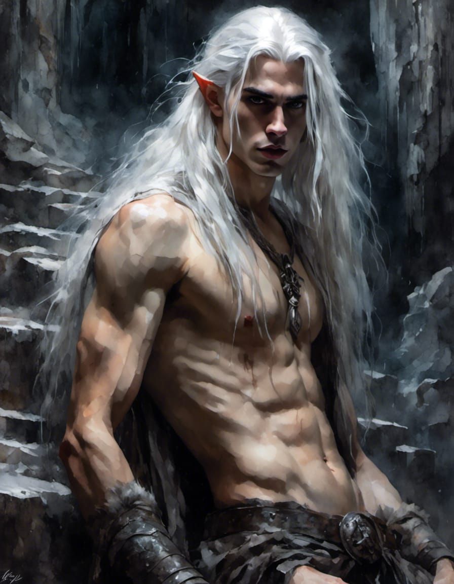 Macabre Elf Portrait in Dark Fantasy Setting