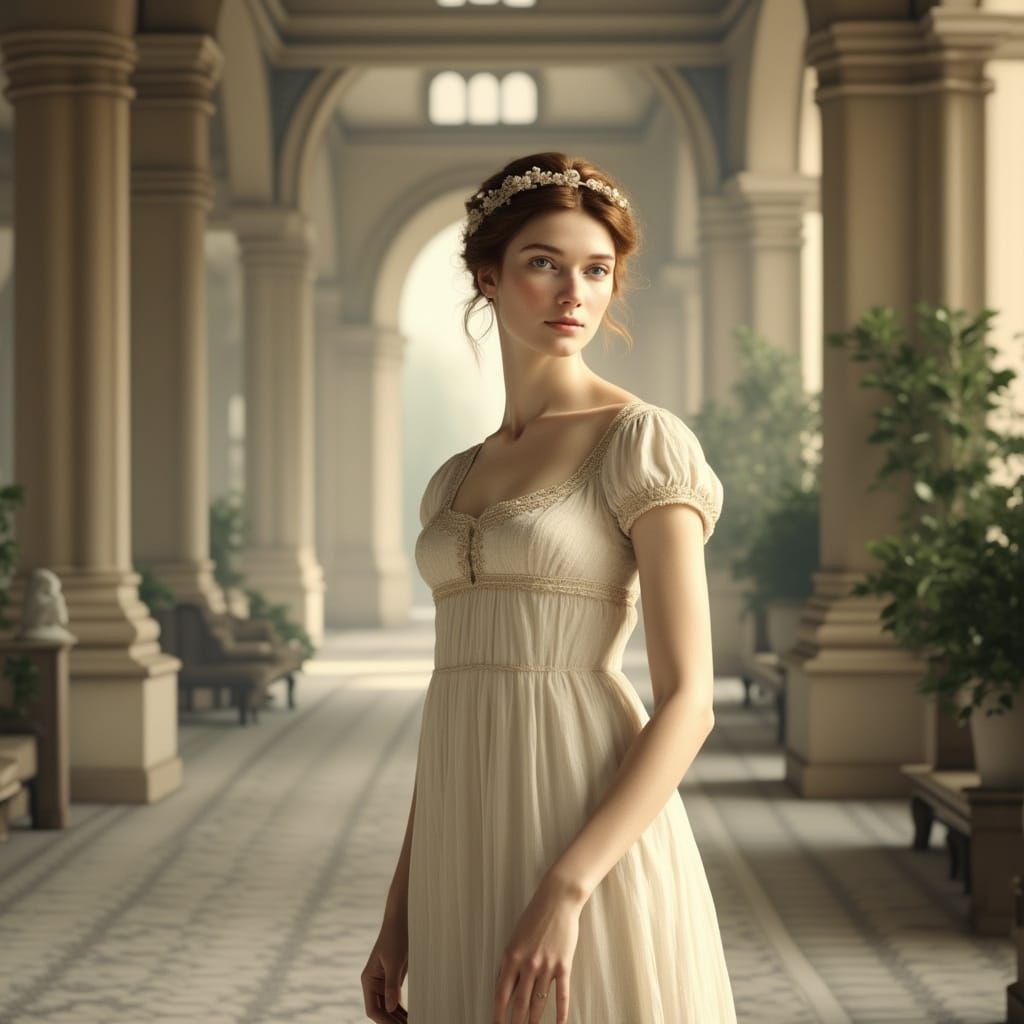Ethereal Regency Lady in Palladian Atrium