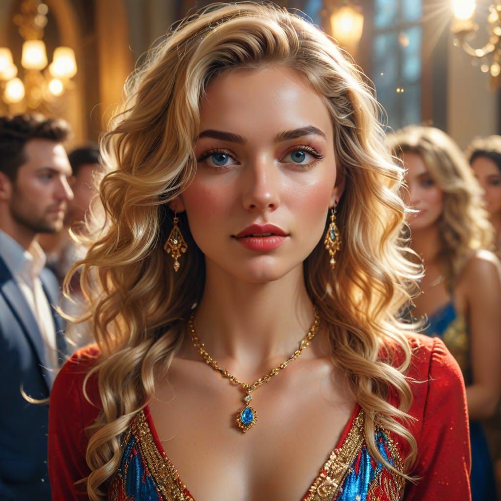 Glowing Portrait of a Beautiful University Student in a Red ...