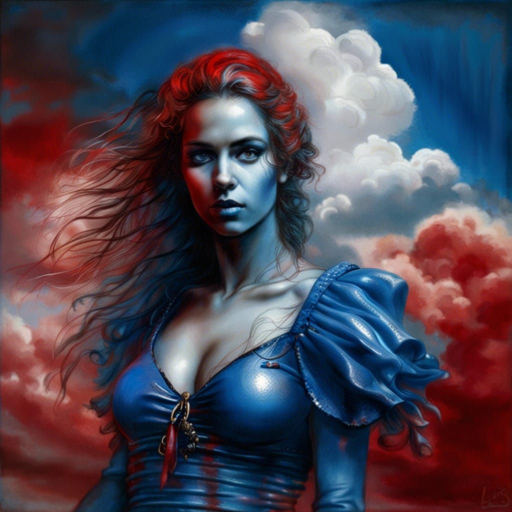 Woman on Amsterdam Dam, Fantasy Illustration