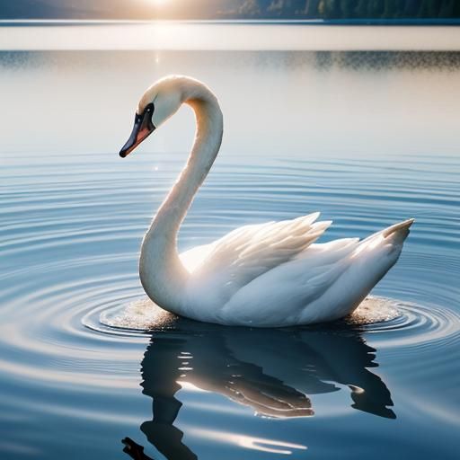 Beautiful Swan on Lake in Realistic Photography