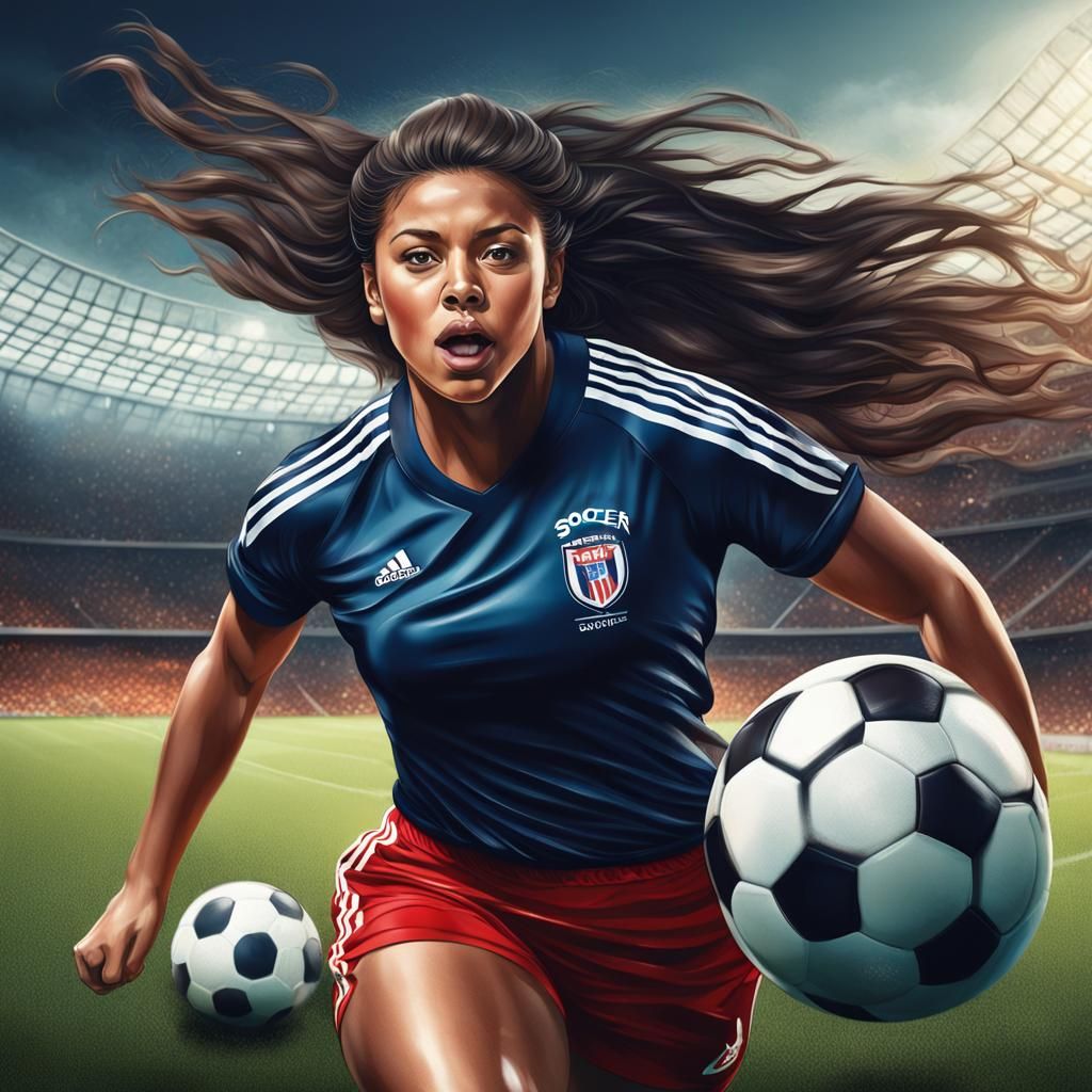 Photorealistic Portrait of Female Soccer Player
