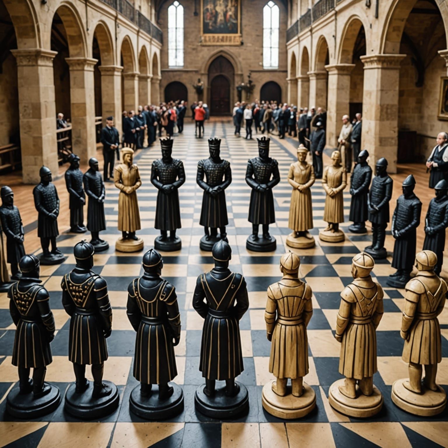 Human Chess Game with Living Pieces