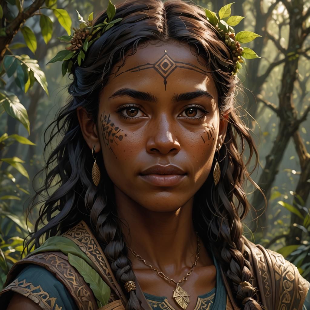 Realistic portrait of a brown-skinned New Zealand girl, high-resolution, detailed shading, cinematic lighting, realistic...