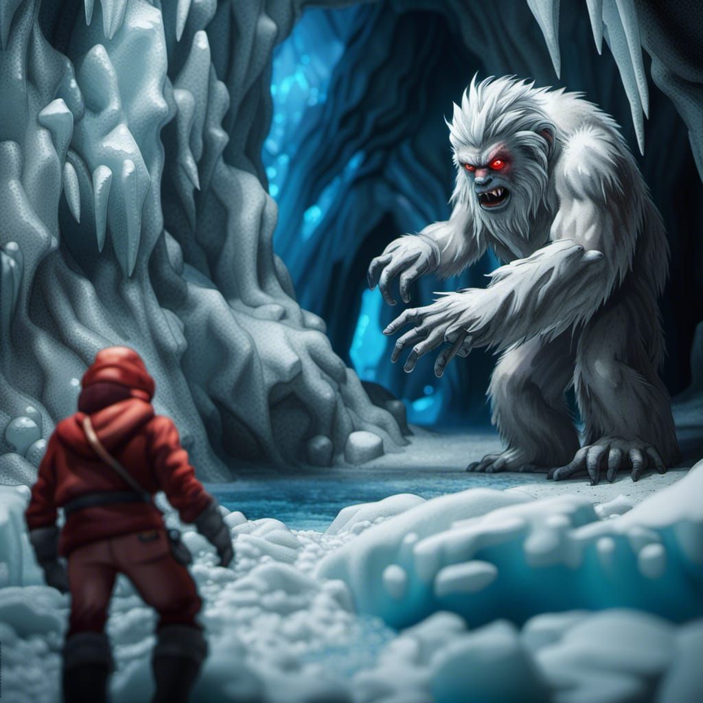 Ice cave spelunker encounters a yeti