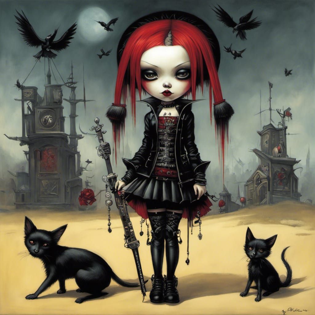 Goth Punk Girl Inspired by Surrealist Art