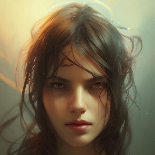 Overcome Fear: Detailed Portrait in Art Nouveau Style