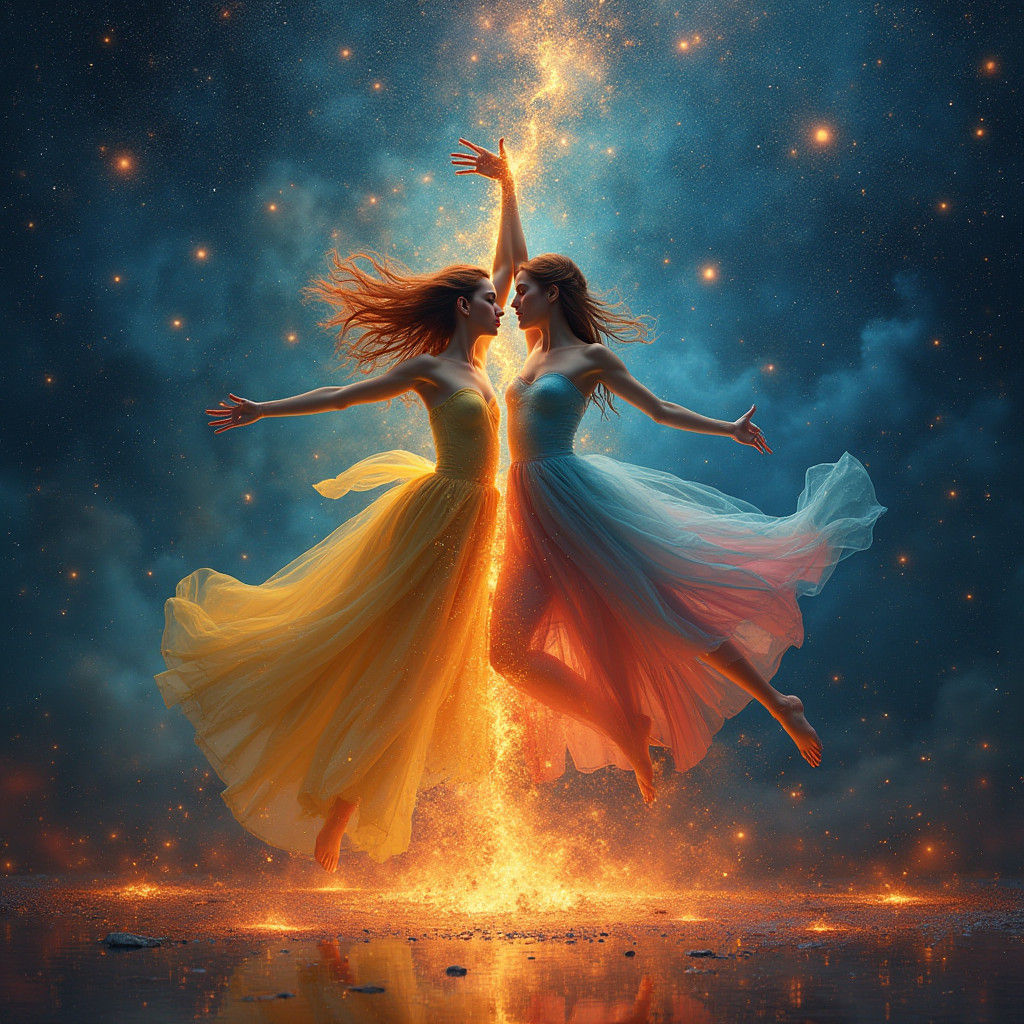 Ethereal Dancers: Fire and Water in Cosmos