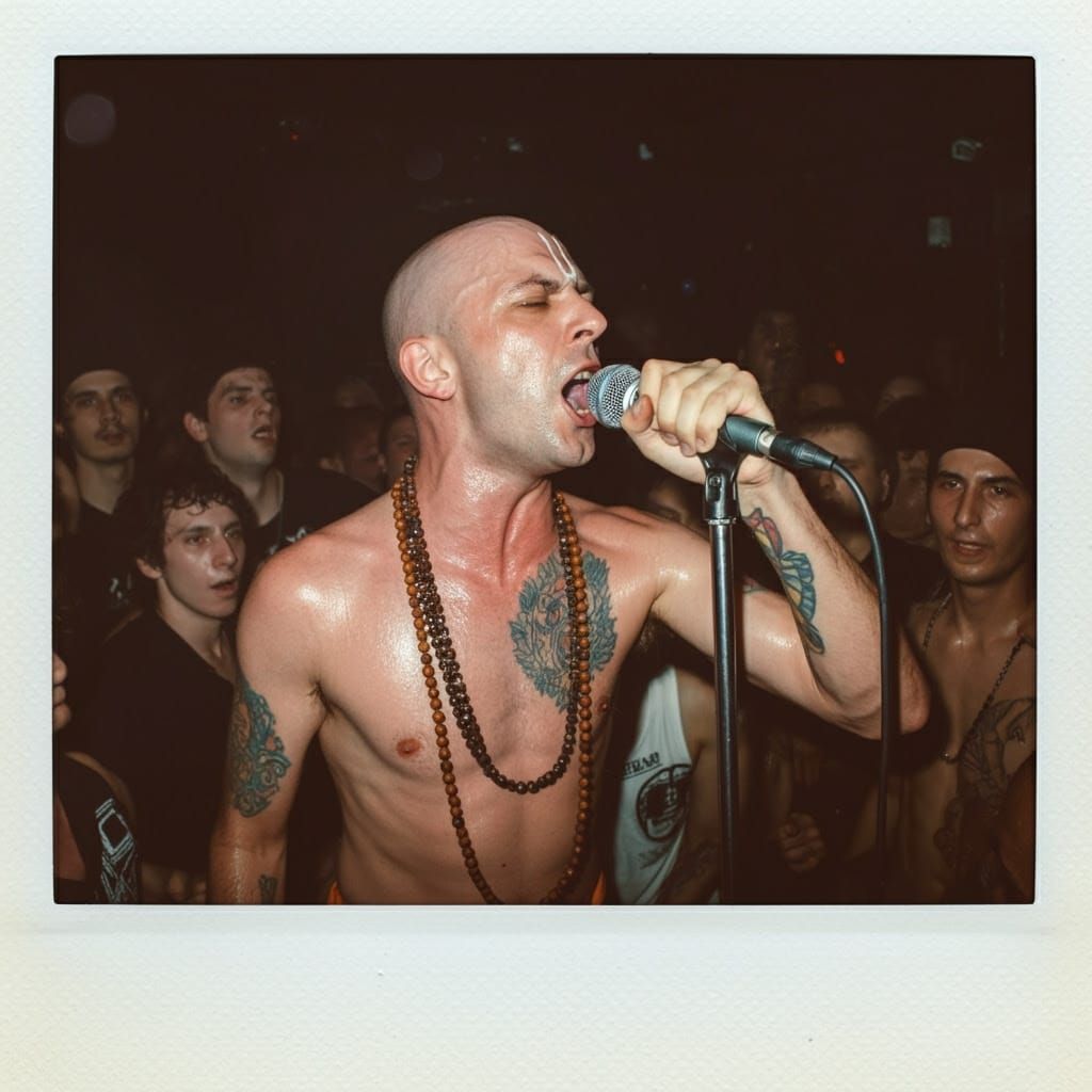 Ultra Realistic Polaroid of Hare Krishna Punk Rocker