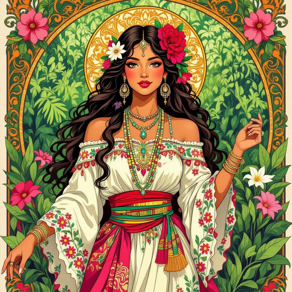 Rio Grande Valley Goddess in Art Nouveau Style