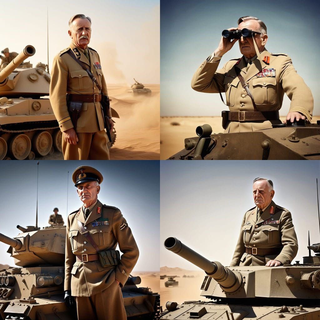 British General Montgomery on a Tank in WWII