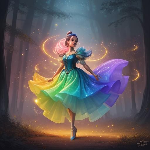 Enchanting Woman in Whimsical Forest, Digital Art