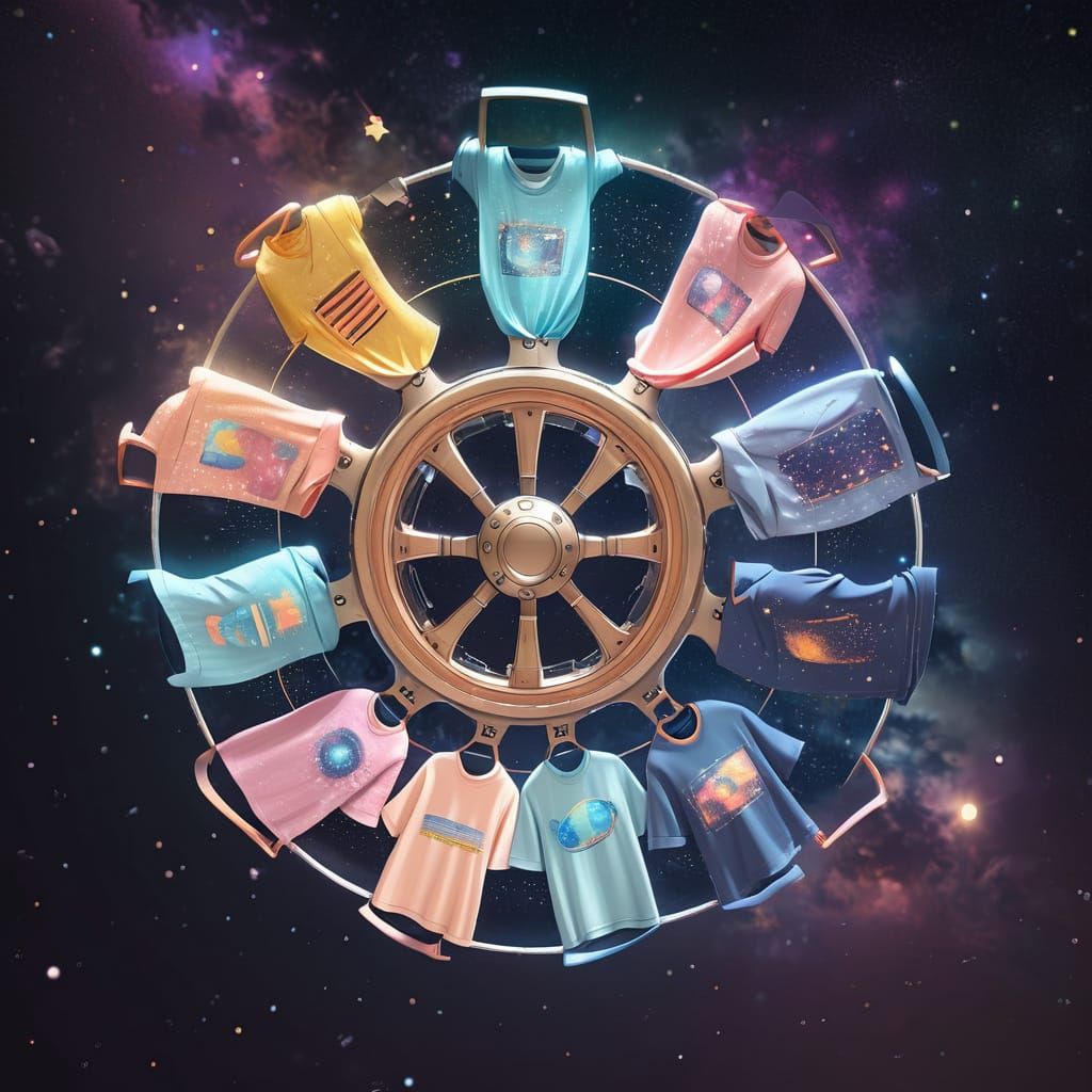 Sci-Fi Wheel Laundry in Space: Digital Art
