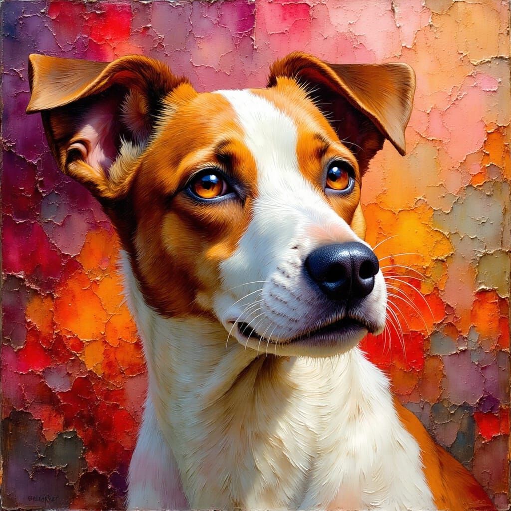 Jack Russell Terrier Oil Portrait with Dappled Light