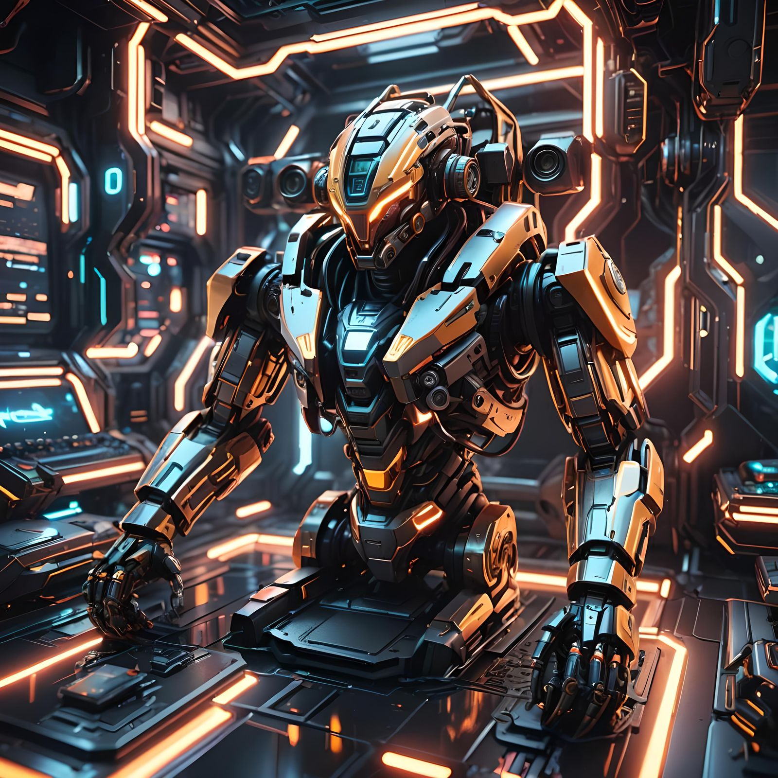 Futuristic Neon Gaming PC in Cyberpunk Style