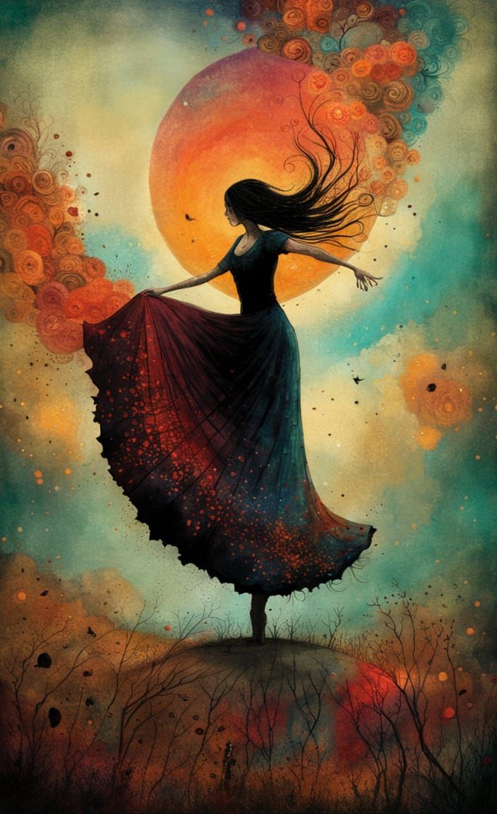 Flamenco Dancer in Vibrant Grunge Art Style